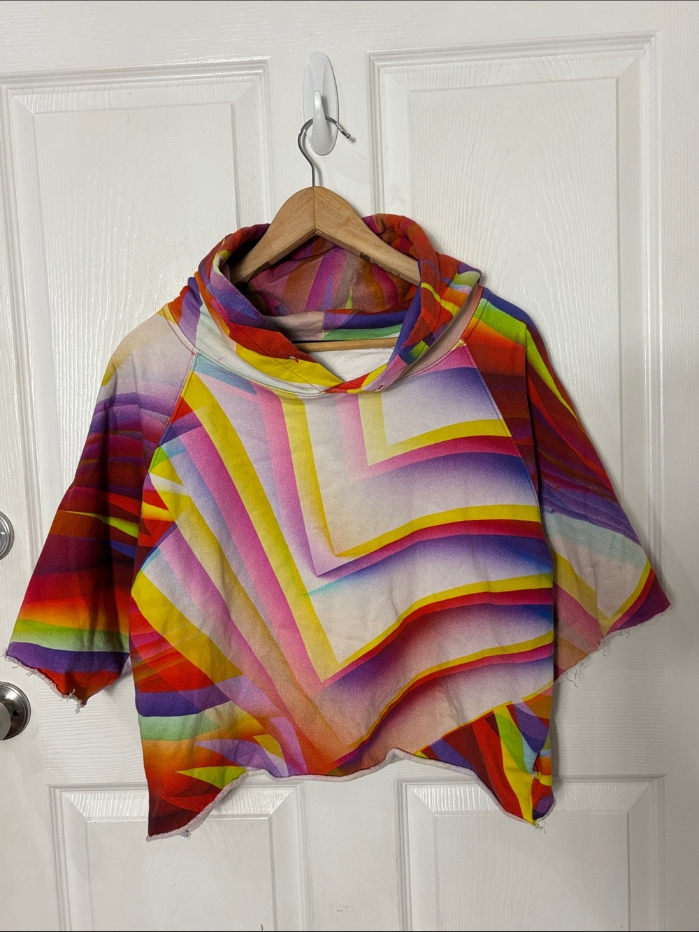 Rare Christopher Kane Multicolor Striped sweatshirt cropped raw hem size medium